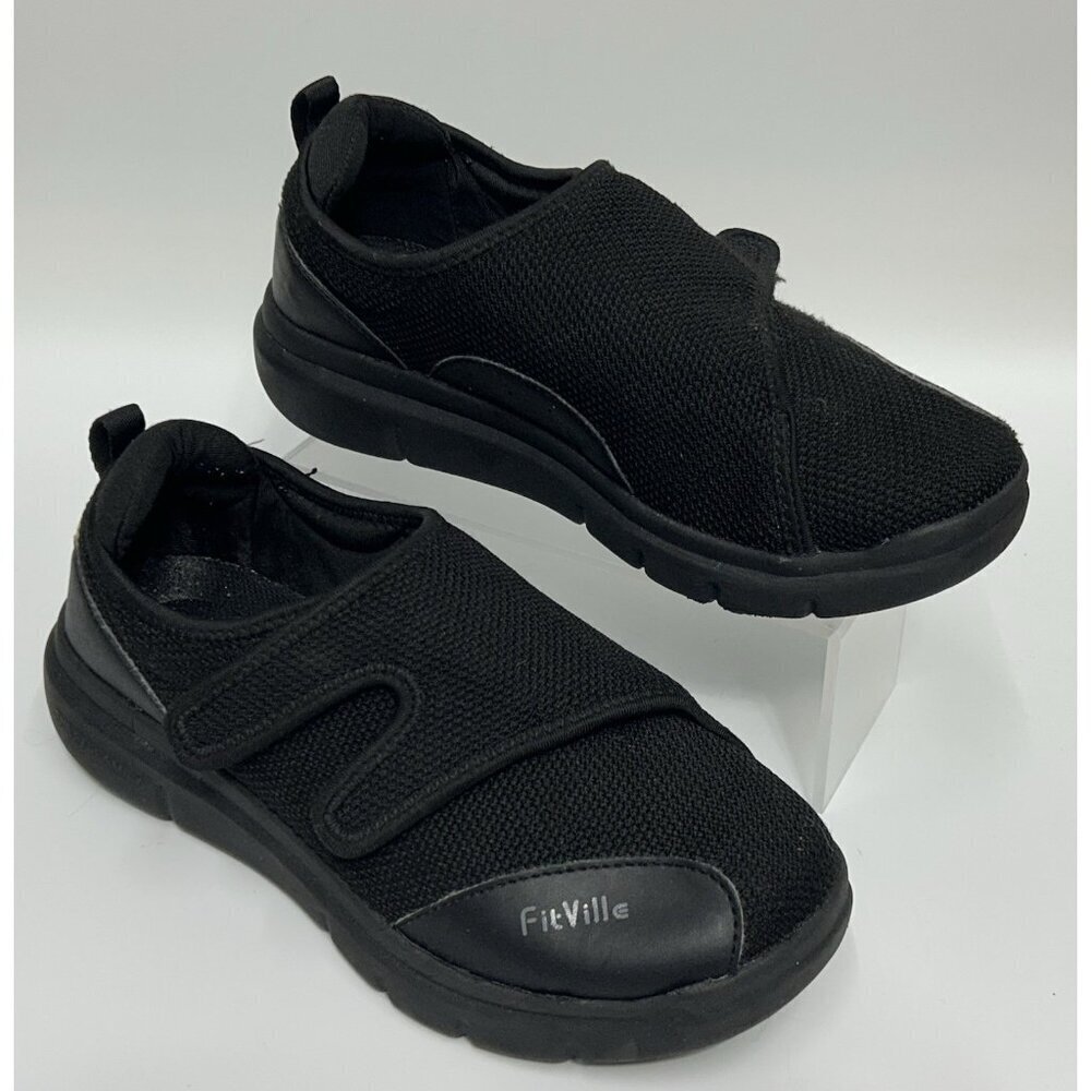 FitVille Diabetic Shoes Men’s 8.5 EW Marca Black Wide Comfort Walking Sneaker